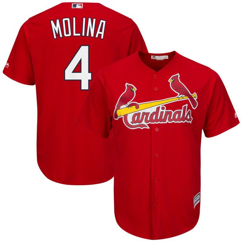 Men St. Louis Cardinals #4 Molina Red Game MLB Jersey->boston red sox->MLB Jersey